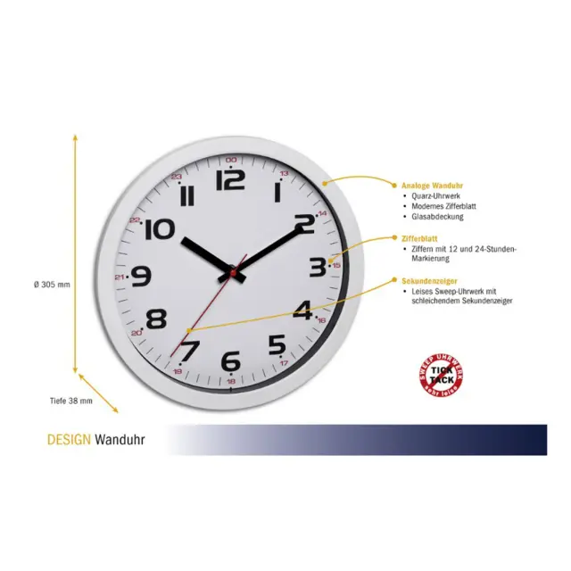 Αναλογικό ρολόι τοίχου 60.3050 TFA (Μ) 30,5 x (Π) 3,8 x (Υ)30,5 cm 2