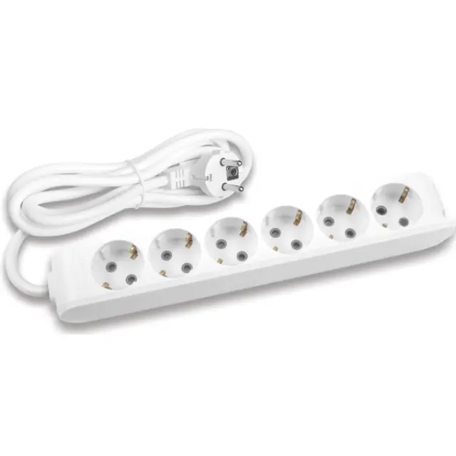 X-tendia White Six Gang Earth Socket with Cable CP 5M
