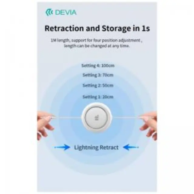 Καλώδιο Σύνδεσης USB 2.0 Devia EC317 USB C σε USB C PD 100W 1m Stretchable Pro2 Λευκό N69155 3