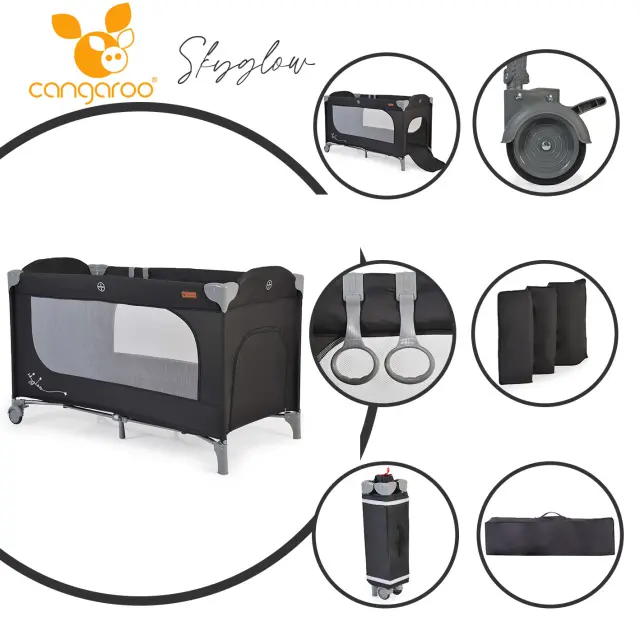Παρκοκρέβατο 1 Επιπέδου Skyglow Cangaroo Black 3800146248932