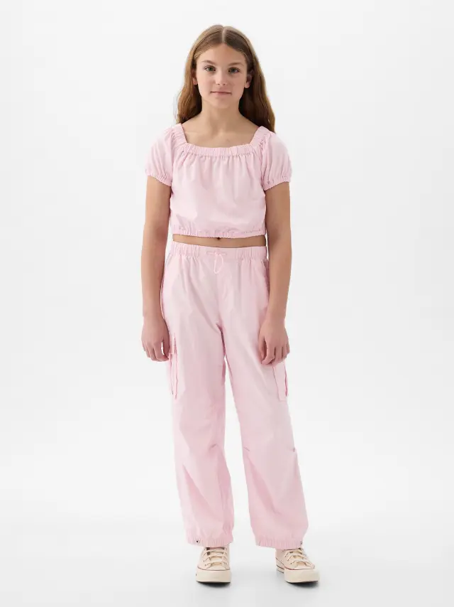 Ροζ Παιδικό Pull-On Cargo Parachute Παντελόνι light peony pink