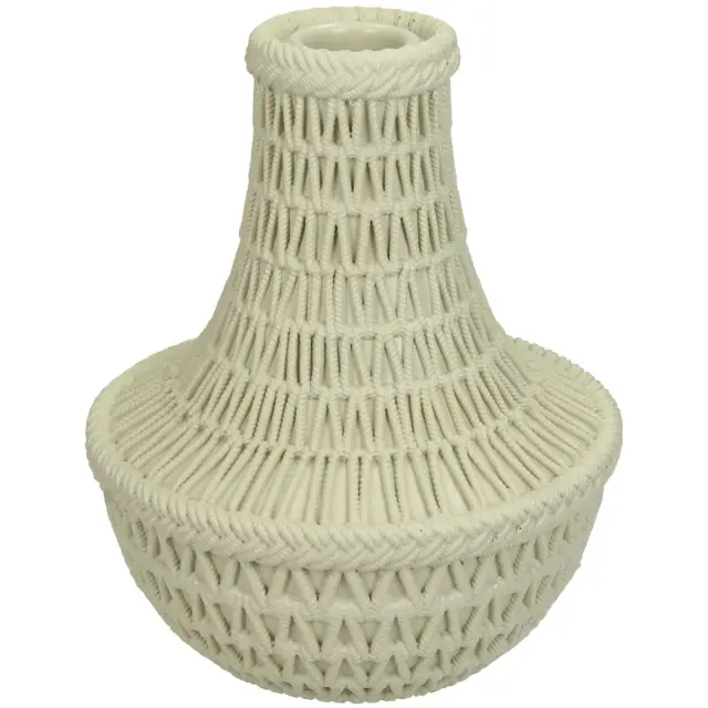 Κηροπήγιο Χάντρες Μπεζ Polyresin 12.5x12.5x15.4cm