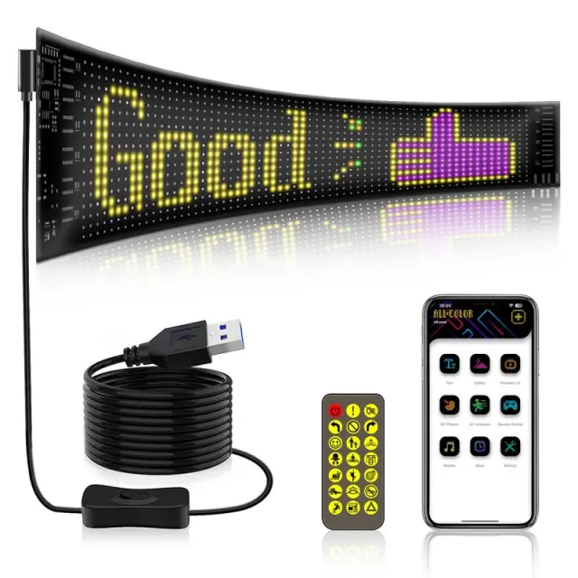 Εύκαμπτη Κυλιόμενη Ψηφιακή Επιγραφή MATRIX Pixel LED 10W USB 2.0 Αδιάβροχο IP65 RGB - Bluetooth Control GLB-106-0002
