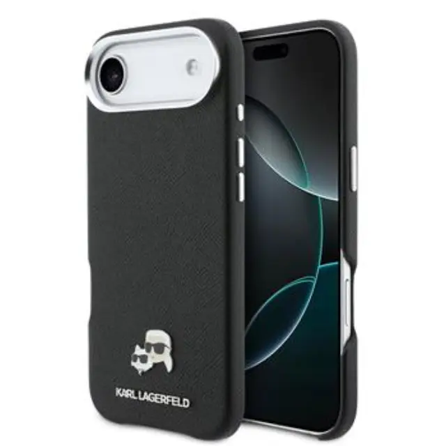Karl Lagerfeld PU Karl and Choupette Heads Pins MagSafe Case for iPhone Air Black