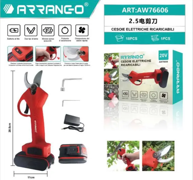 Arrango Ψαλίδι κλαδέματος μπαταρίας AW76606 2