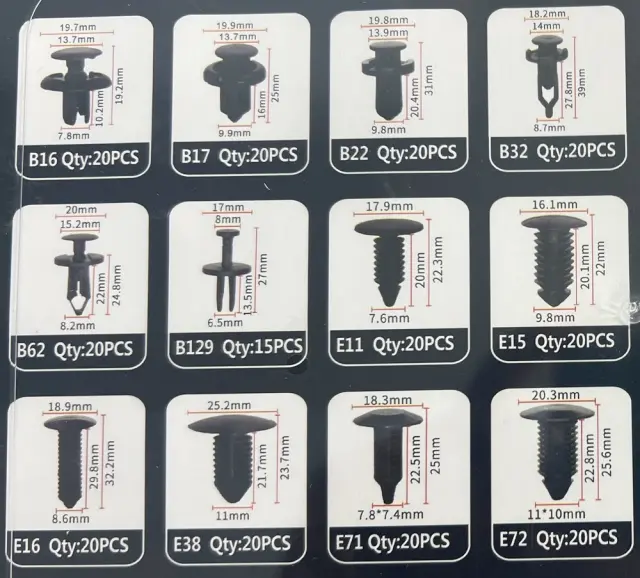 Σετ συνδετήρες αυτοκινήτου 12 τύπων - 240pcs - 180260 2