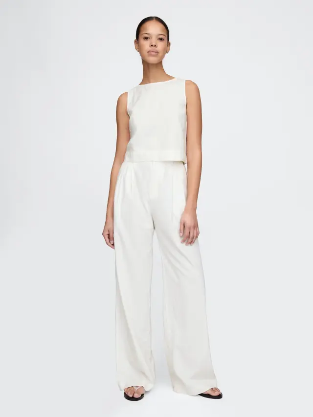Άσπρο 365 High Rise Λινή-Μίξη Παντελόνι New off white