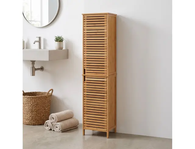 Επιδαπέδια Στήλη Μπάνιου Sicela 5five - Ξύλο Bamboo - 33x28x168cm - Απόχρωση Ξύλου 160814