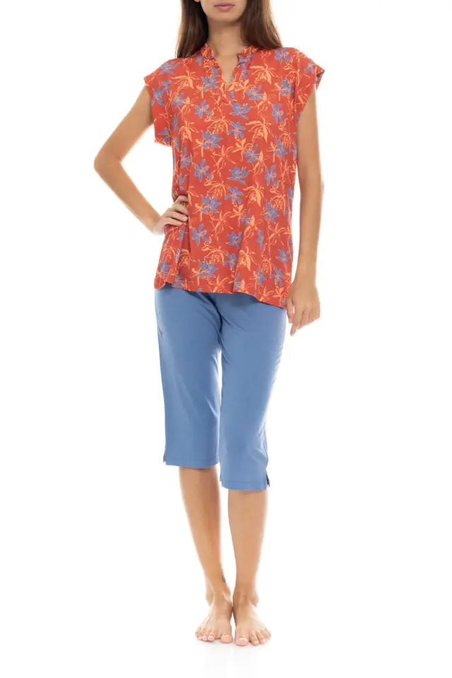 S1406 - Type - PYJAMA CAPRI PANTS BLOOMING FLOWER