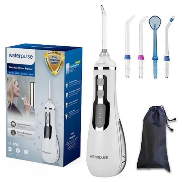 Waterpulse V500 Water Flosser Επαναφορτιζόμενο με Θήκη Ταξιδίου Λευκό
