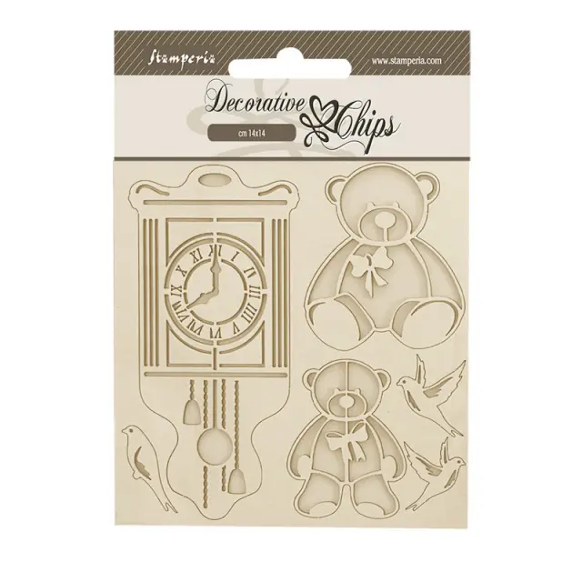 Chipboard Stamperia 14x14cm, Brocante Antiques, Teddy bear