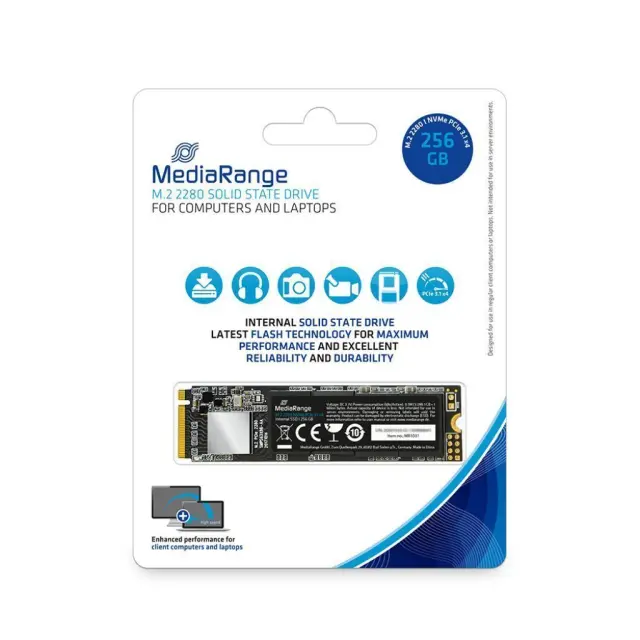 MediaRange Internal M.2 2280 solid state drive, NVMe PCIe 3.1 x4 20 Gb/s, 256GB, black (MR1031) MR SSD & USB FLASH DRIVES & MEMORY CARDS