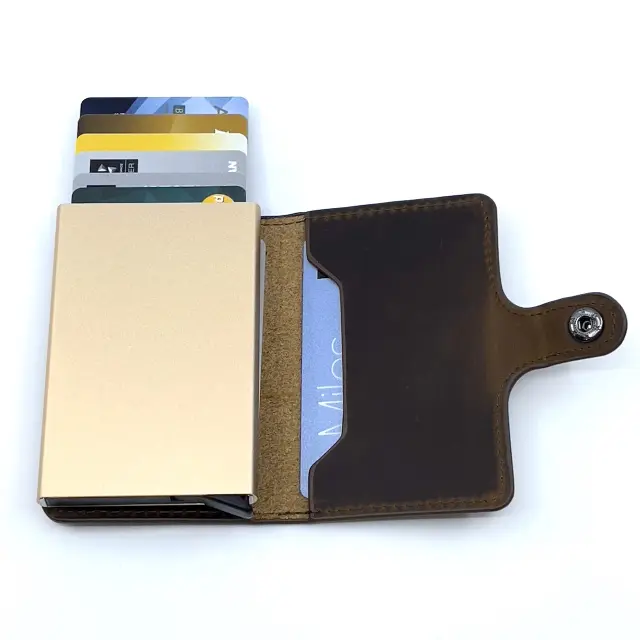 Δερμάτινο Πορτοφόλι Καφέ με RFID 3