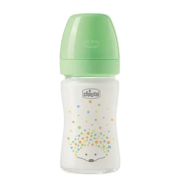 CHICCO Γυάλινο Μπιμπερό Perfect Κατά των Κολικών με Θηλή Σιλικόνης για 0+ μηνών Πράσινο 150ml 2