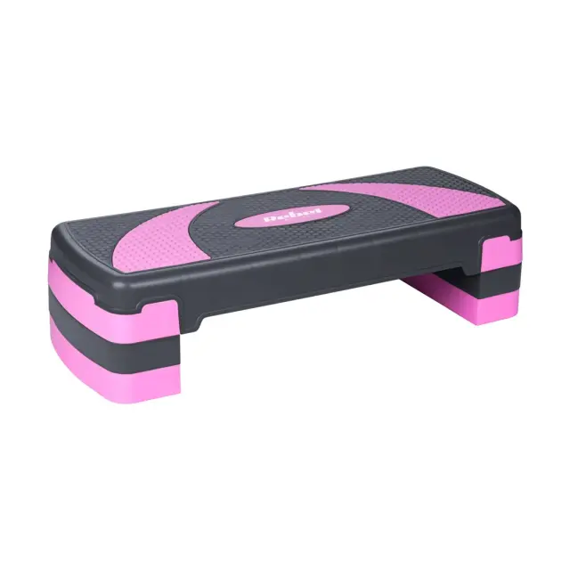 REBEL ACTIVE Step for aerobics and fitness exercises, 3 levels, gray-purple