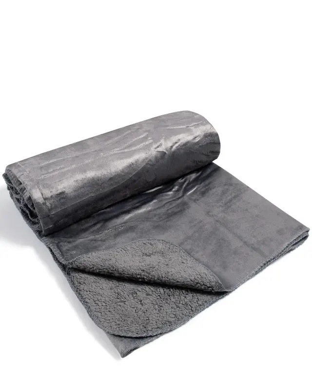 κουβέρτα velvet fleece με sherpa (170cm x 220cm) γκρί -