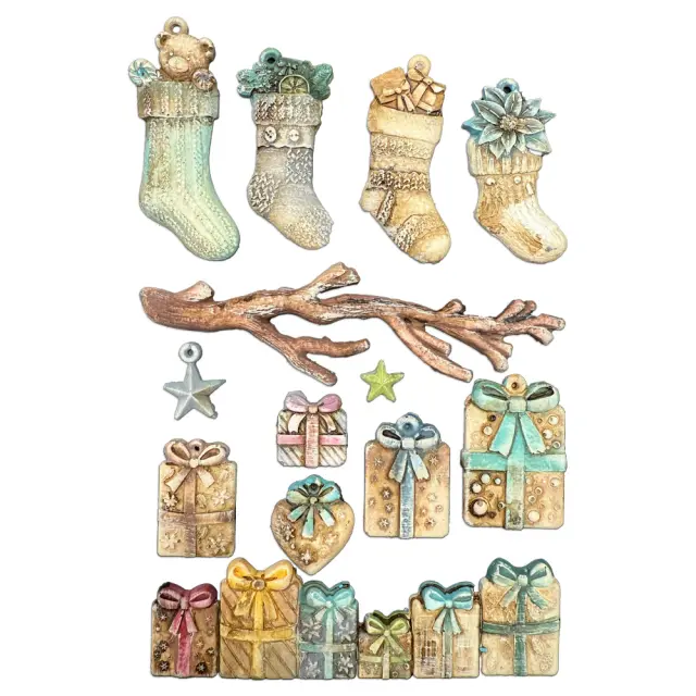 Καλούπι σιλικόνης A5, 15×21cm, Stamperia, Christmas, Κάλτσες στο τζάκι 2