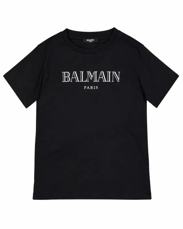 Balmain Kids Logo Παιδικό T-Shirt Μαύρο BY8R11-Z3672-930BC - 4 ετών