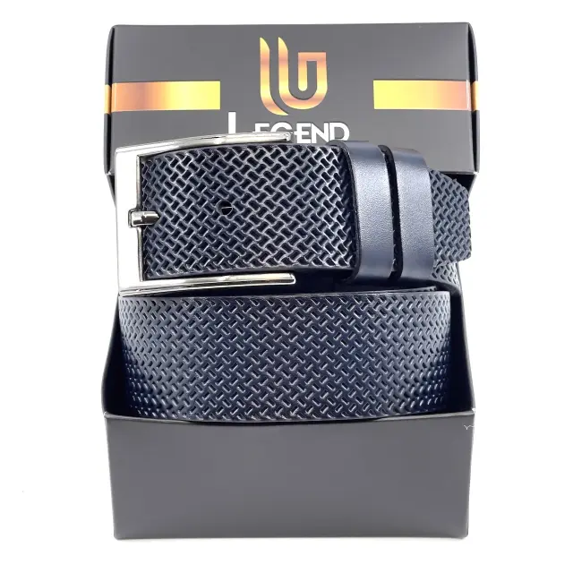 Μπλε Δερμάτινη Ζώνη Full Grain 4 cm 2