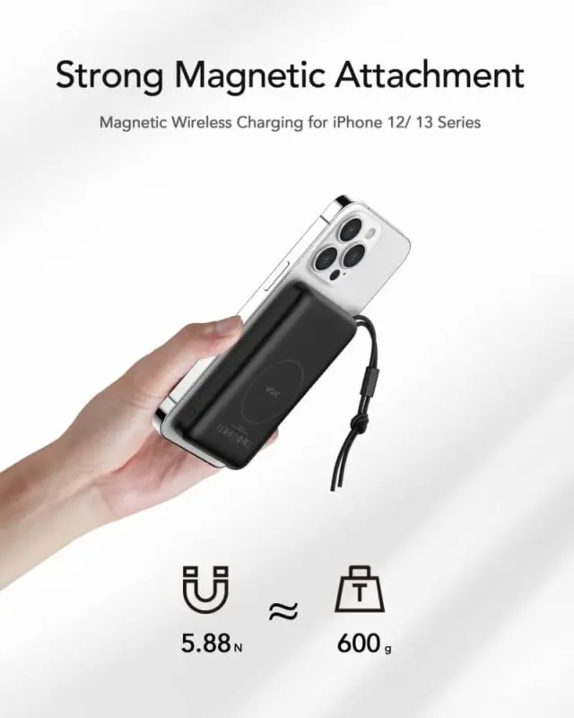 Veger MagOn Magnetic Wireless MagSafe Power Bank 10000mAh 15W με Θύρα USB-A και Θύρα USB-C Power Delivery / Quick Charge 3.0 Λευκό 3
