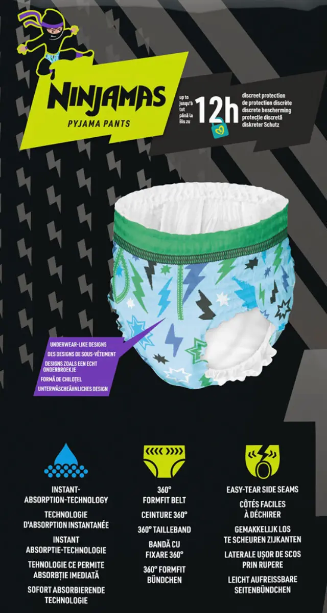 Pampers Πάνες Βρακάκι Ninjamas Boy για 17-30kg 60τμχ 3
