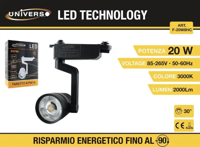 UNIVERSO LED Φωτιστικό Οροφής F-20W8HC 20W 3000K 1800LM Μαύρο Χρώμα