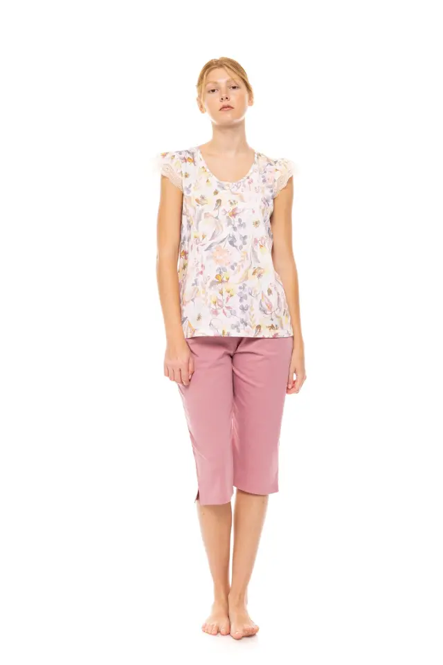 S1490 - Type - PYJAMA CAPRI FLORAL ROSE