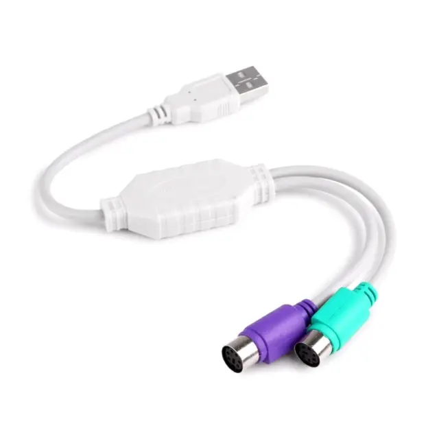 POWERTECH CAB-U047 Μετατροπέας USB-A σε 2x PS/2 για Πληκτρολόγιο + Ποντίκι 20cm – Λευκός