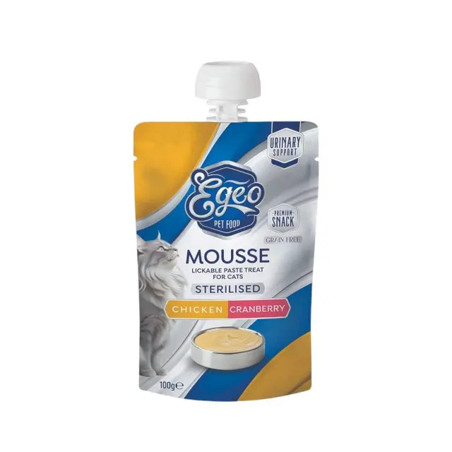 Egeo Cat Sterilized Mousse Με Κοτόπουλο & Κράνμπερι 100gr Μονόχρωμο