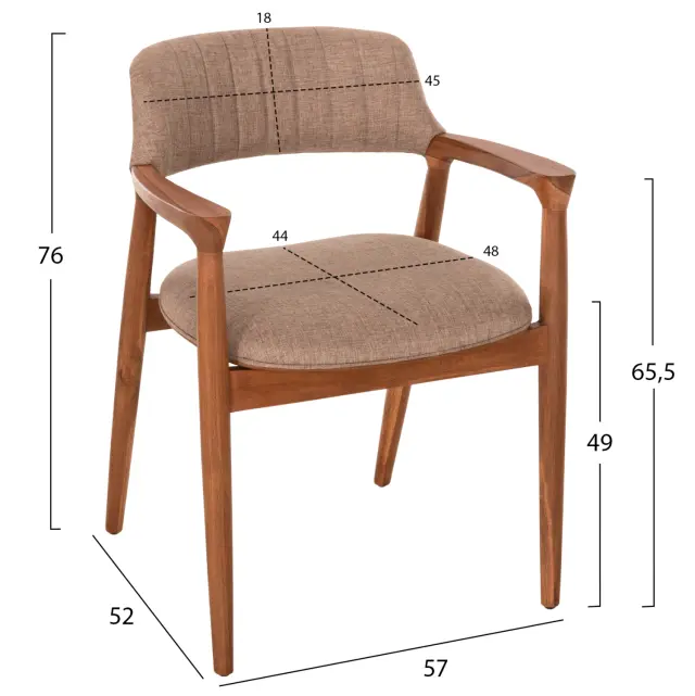 ΠΟΛΥΘΡΟΝΑ FB918259 TEAK WOOD ΜΕ ΣΑΜΠΑΝΙ ΥΦΑΣΜΑ 57x52x76Υεκ. 2