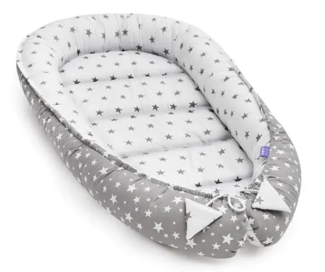 Φωλιά για Βρέφη 2 Όψεων 65x120cm Grey Stars 5907534751215
