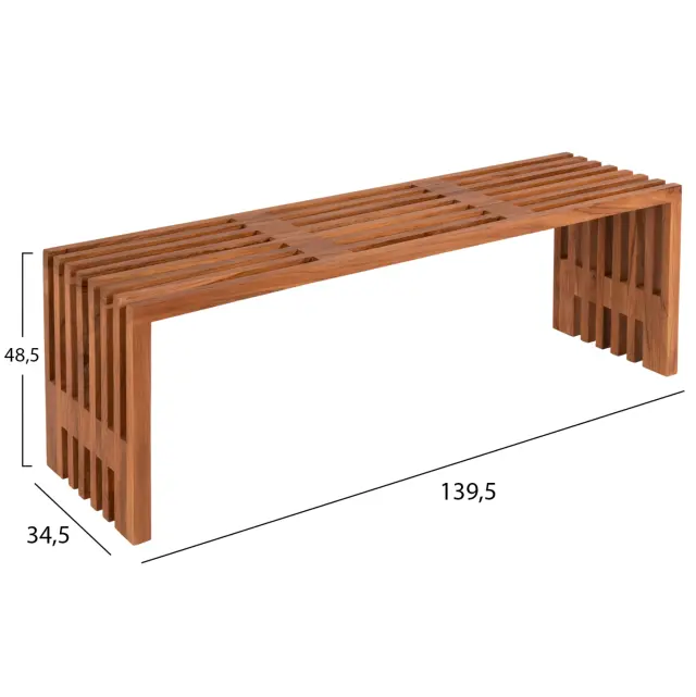 Παγκάκι Nya μασίφ ξύλο Teak σε φυσικό 139,5x34,5x48,5 εκ. 2