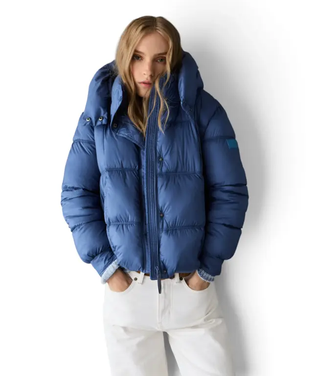 Pepe Jeans - Γυναικείο Αδιάβροχο Κοντό Puffer Μπουφάν Essentials Lauren PL4024541-563 Γαλάζιο 2