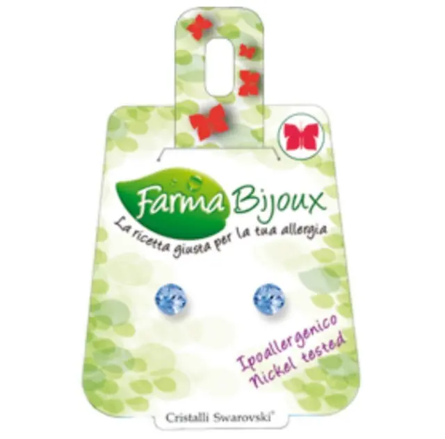 FARMA BIJOUX Σκουλαρίκια Υποαλλεργικά Στρογγυλό Κρύσταλλο Swarovski 5.3mm Aquamarine 2