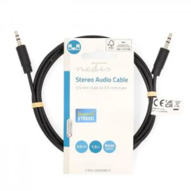 Καλώδιο ήχου 3,5mm αρσ. Stereo - 3,5mm αρσ. Stereo, 1.50m σε μαύρο χρώμα. 3