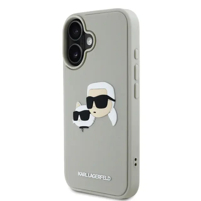 Karl Lagerfeld 3D Rubber Double Heads Case for iPhone 16 Beige 2