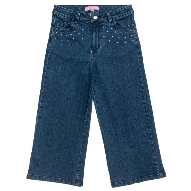 Παντελόνι τζιν wide leg με πέρλες