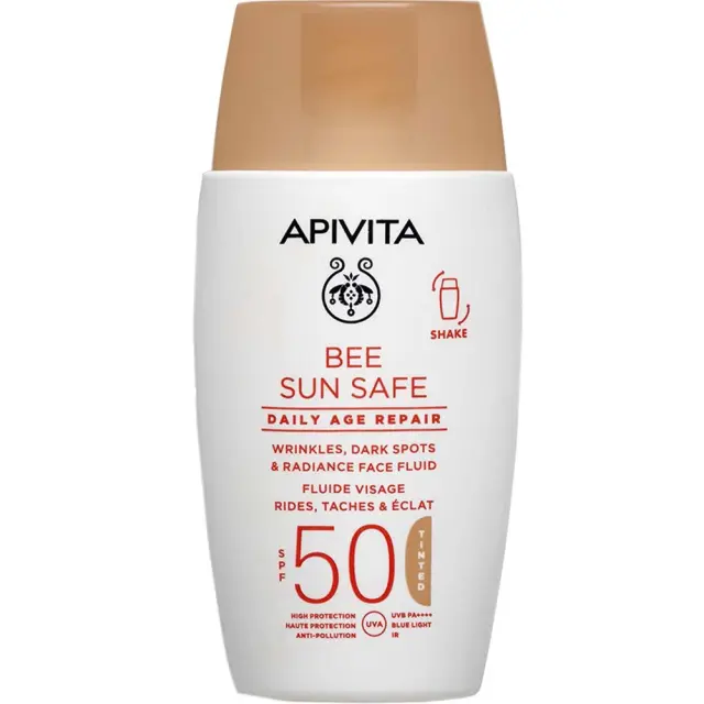 Apivita | Bee Sun Safe Daily Age Repair Dry Touch Tinted Λεπτόρευστη Κρέμα Προσώπου κατά των Πανάδων & Ρυτίδων SPF50 με Χρώμα | 50ml