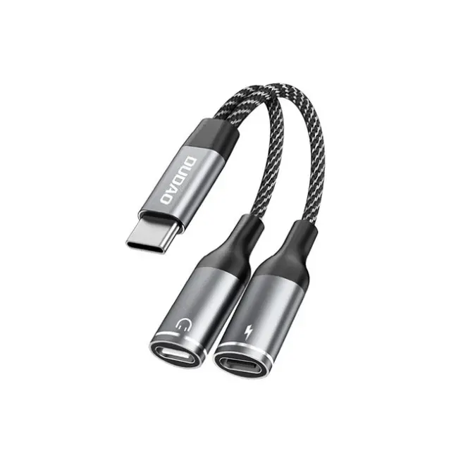 Dudao L13C+ 2in1 USB-C Adapter Gray