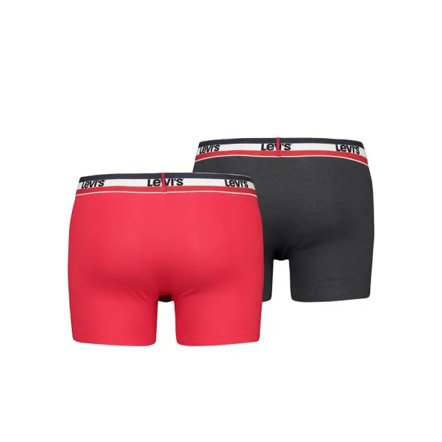 Levi's Ανδρικό Boxer Sportswear Logo Organic Cotton - Διπλό Πακέτο, Χρώμα Κόκκινο-Μαύρο - S 2