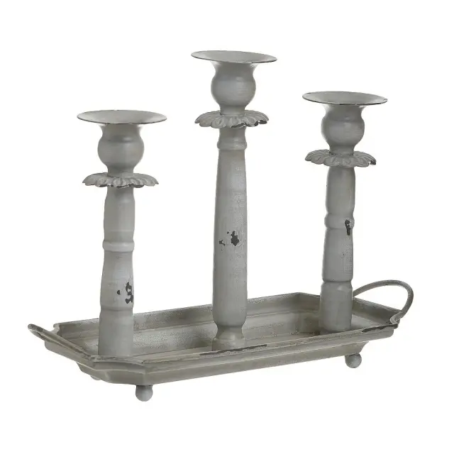 Κηροπήγιο Αντικέ Λευκό Μέταλλο 27x12x25cm 3-70-609-0061