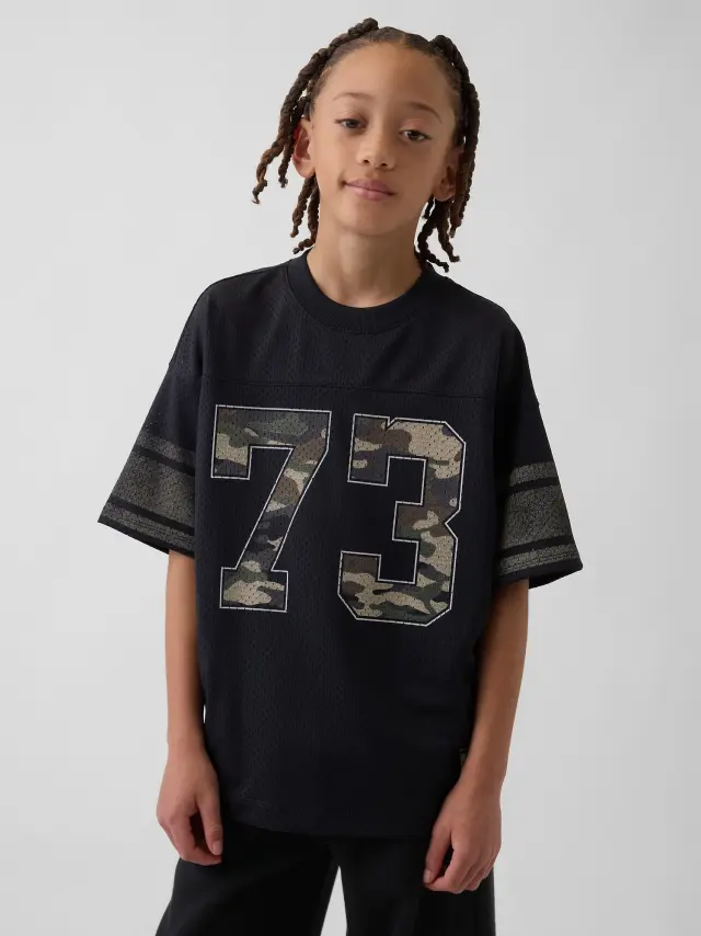 Παιδική Μπλούζα Oversized με Σχέδια σε Ζέρσεϊ Ύφασμα Moonless night