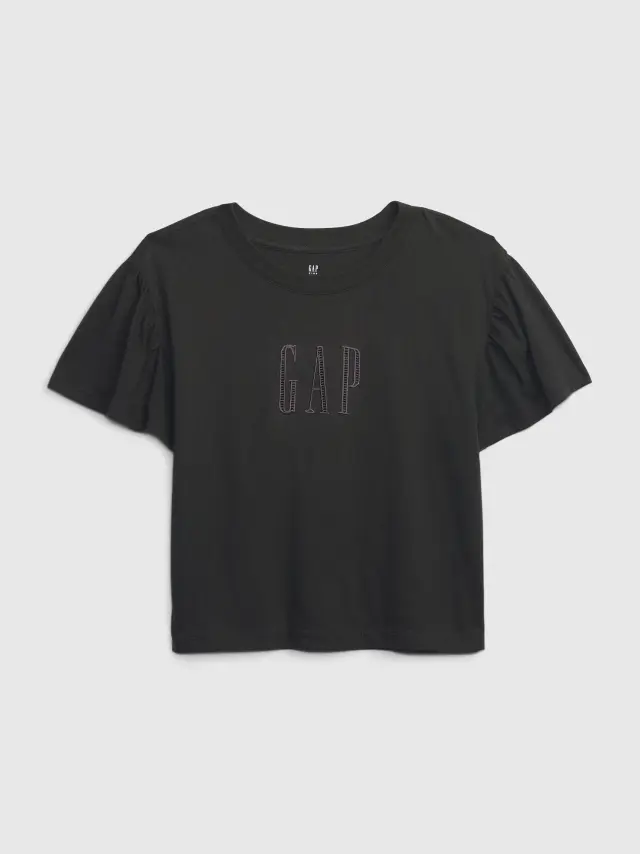 Γκρι Παιδική Gap Logo Flutter Sleeve Μπλούζα cast iron - S