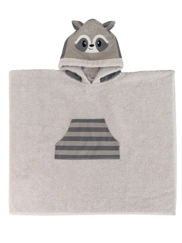 Πόντσο Παιδικό 70Χ120 2-4 Ετών Palamaiki Raccoon Γκρι 100% βαμβακερό 2