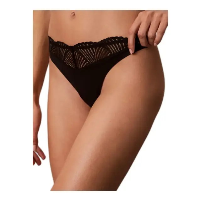 Calvin Klein Γυναικείο String Perfectly Fit Lace, Χρώμα Μαύρο - XL 2