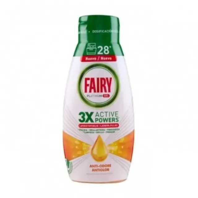 Fairy Platinum Gel Πλυντηρίου Πιάτων antiodore 504ml 28 Μεζούρες