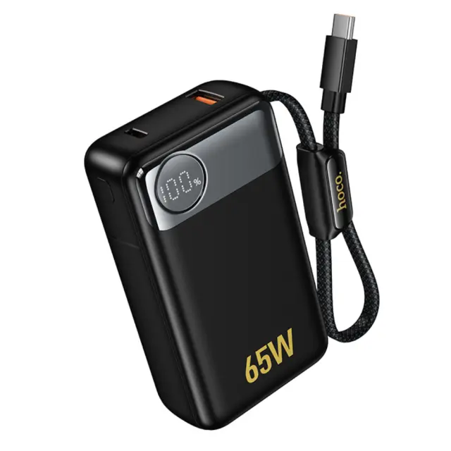 Power Bank Hoco Q53 Skillful 12000mAh PD65W QC3.0 1xUSB-C 1xUSB-A με Ενσωματωμένο Καλώδιο USB-C και LED Ένδειξη Μαύρο