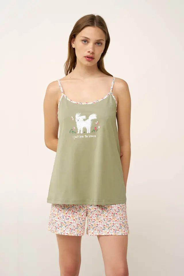 Βαμβακερό Baby Doll με Τιράντες Vamp 24289 GREEN TEA