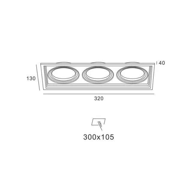 WHITE COLOR ΣΠΟΤ 3xGU10 130x320 / XMGU3W 2