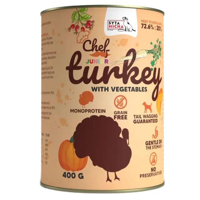 SYTA MICHA Chef Turkey with vegetables Junior - wet dog food - 400g
